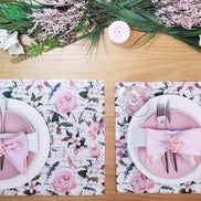 Charlo's Set of 4 Waterproof Rectangular Placemats Flowers Poetry  17