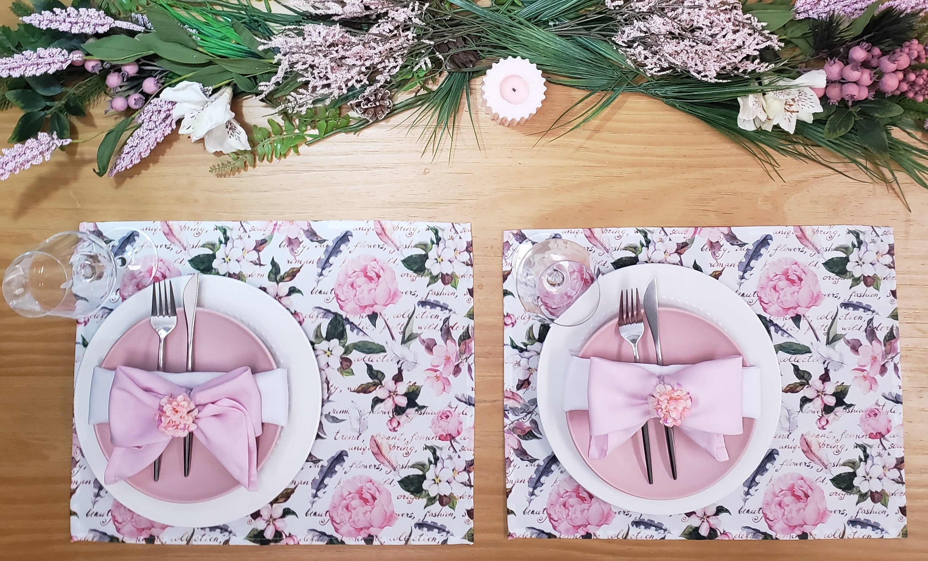 Charlo's Set of 4 Waterproof Rectangular Placemats Flowers Poetry  17