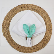 Maison Charlo | Easter Set of 4 Polka Dot Green Bunny Ears Napkin Rings | Dining Table Decor