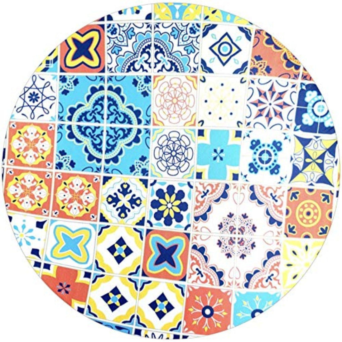 Set of 4 Round Placemats Covers Tile Print 14 Dia inch
