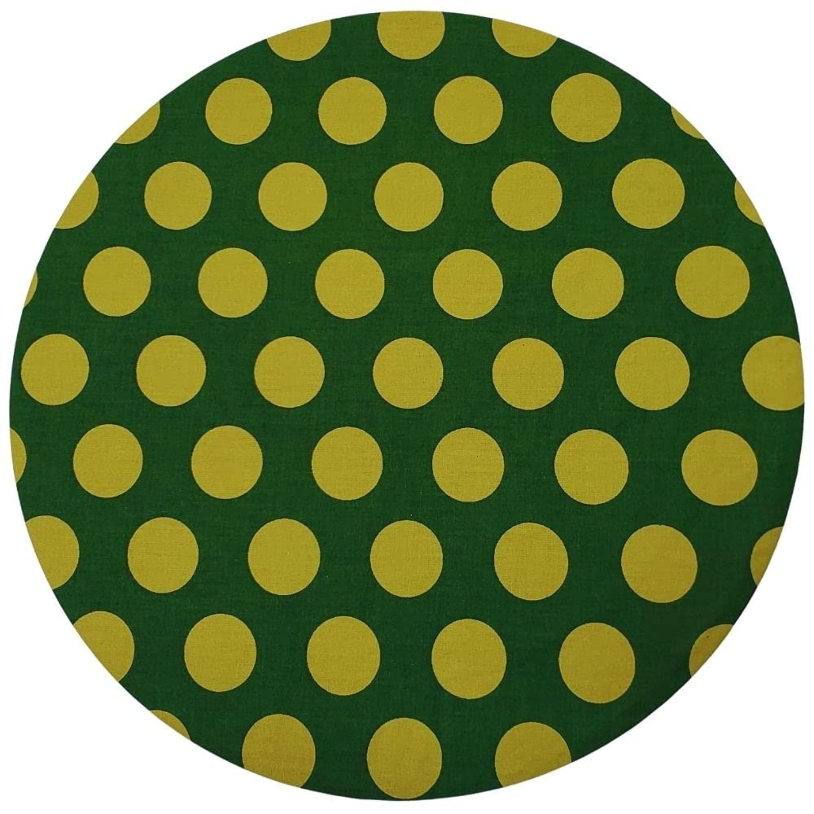 Set of 4 Cotton Placemat Covers with Large Green and Gold Polka Dots 14