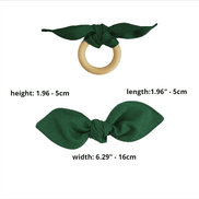 Maison Charlo | Set of 6 Ecofriendly Duo Green Red Cloth Ties Napkin Rings, Christmas, Valentine's, Mother's Day, tabledecor, gift