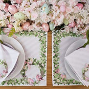 Charlo's Easter Synthetic Cloth Napkins Bird Bunny Rose Plaid Reusable  16