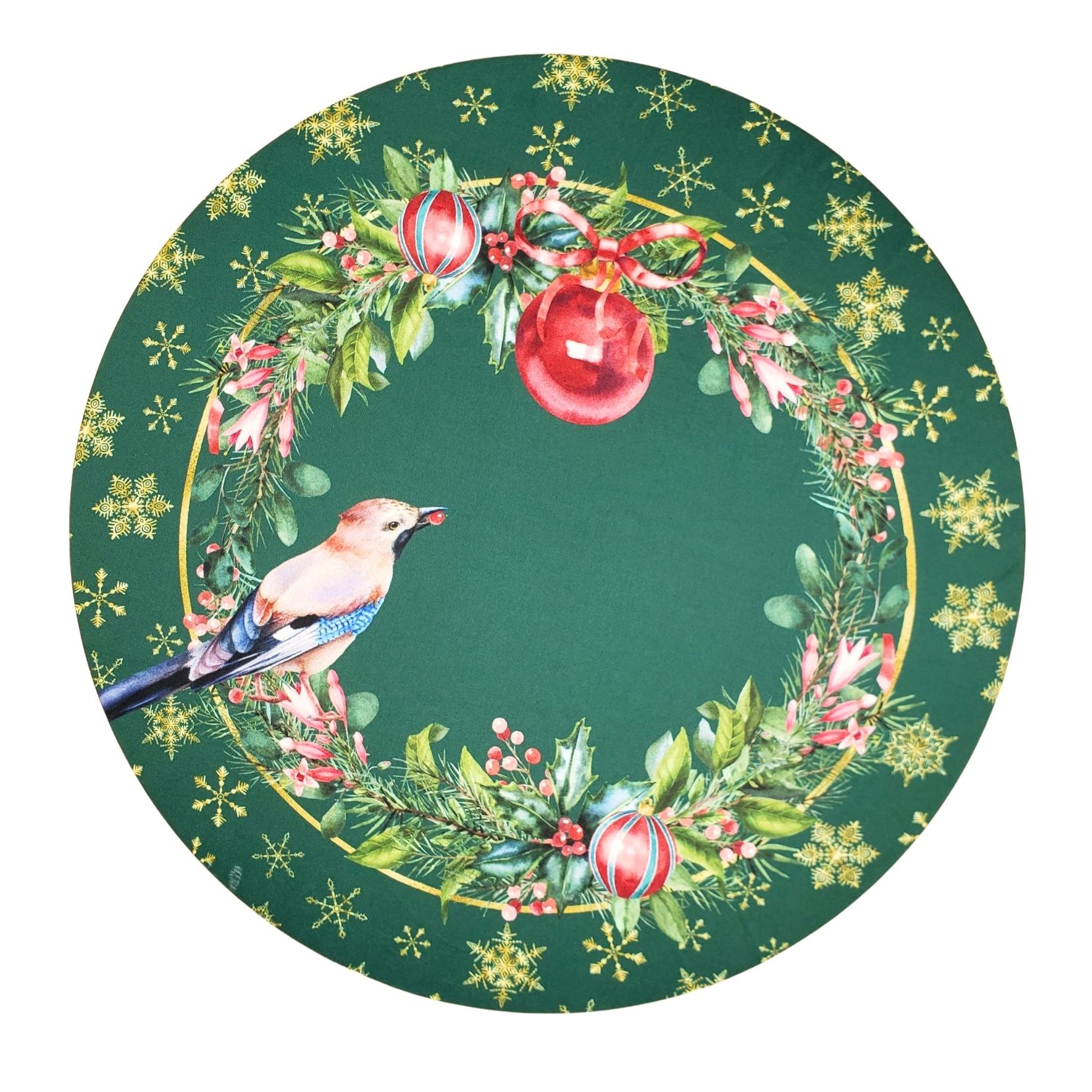 Maison Charlô | Set of 4 Round Placemats Covers Christmas Bird Cloth 14