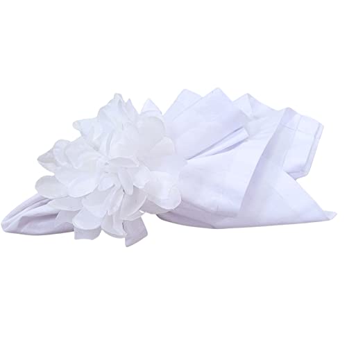 Maison Charlo Set of 12 White Snow Chrysanthemum Napkin Rings