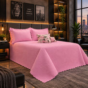 Maison Charlo Soft Florence Reversible Queen Bedspread Set – Pink – 5 Pieces
