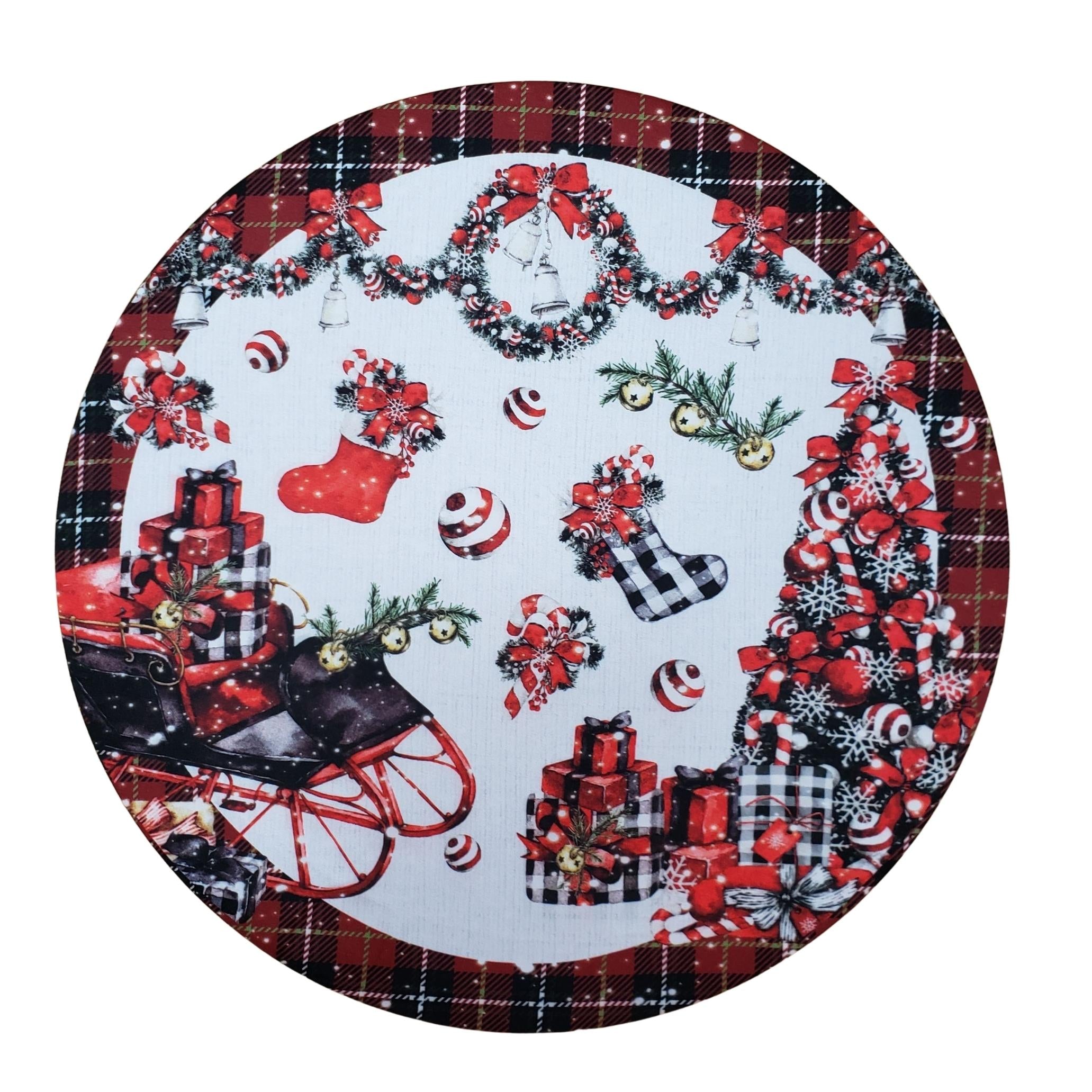 Set of 4 Round Placemats Covers  Gift Baskets Christmas Cloth 14