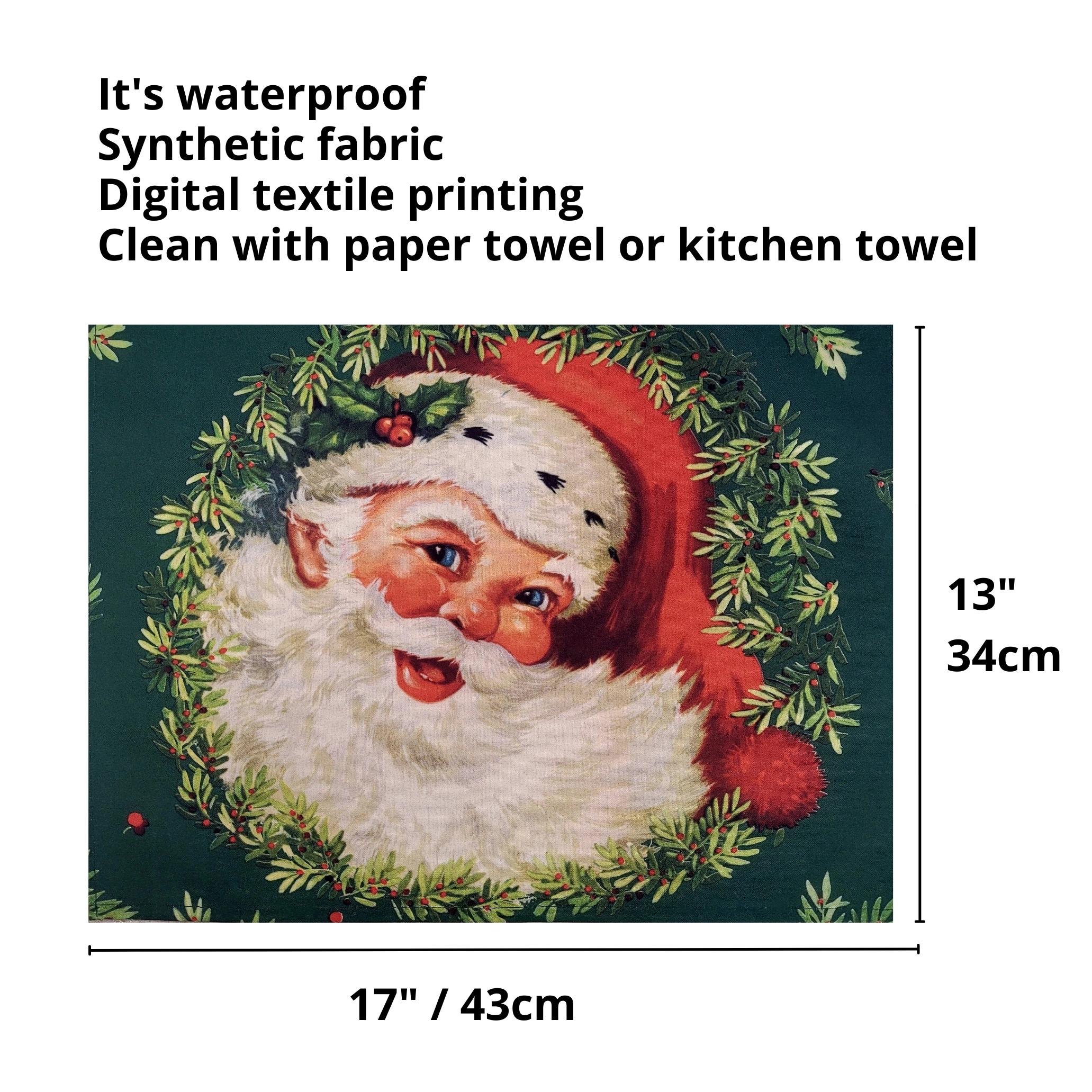 Set of 4 Placemats Christmas Santa Claus Cloth Waterproof 17