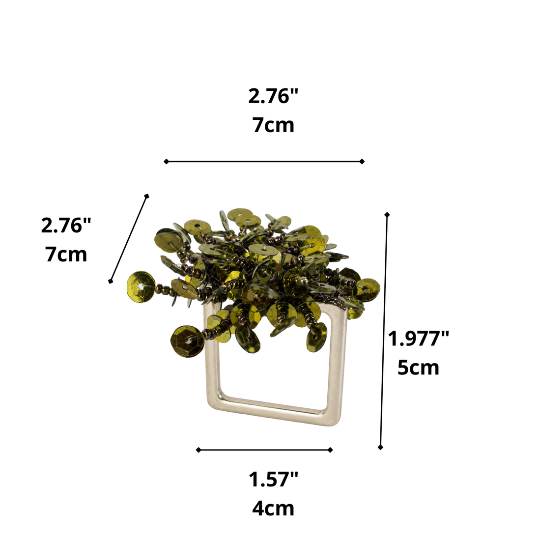 Maison Charlo Set of 2 Green Flower Noir Sequin Napkin Rings