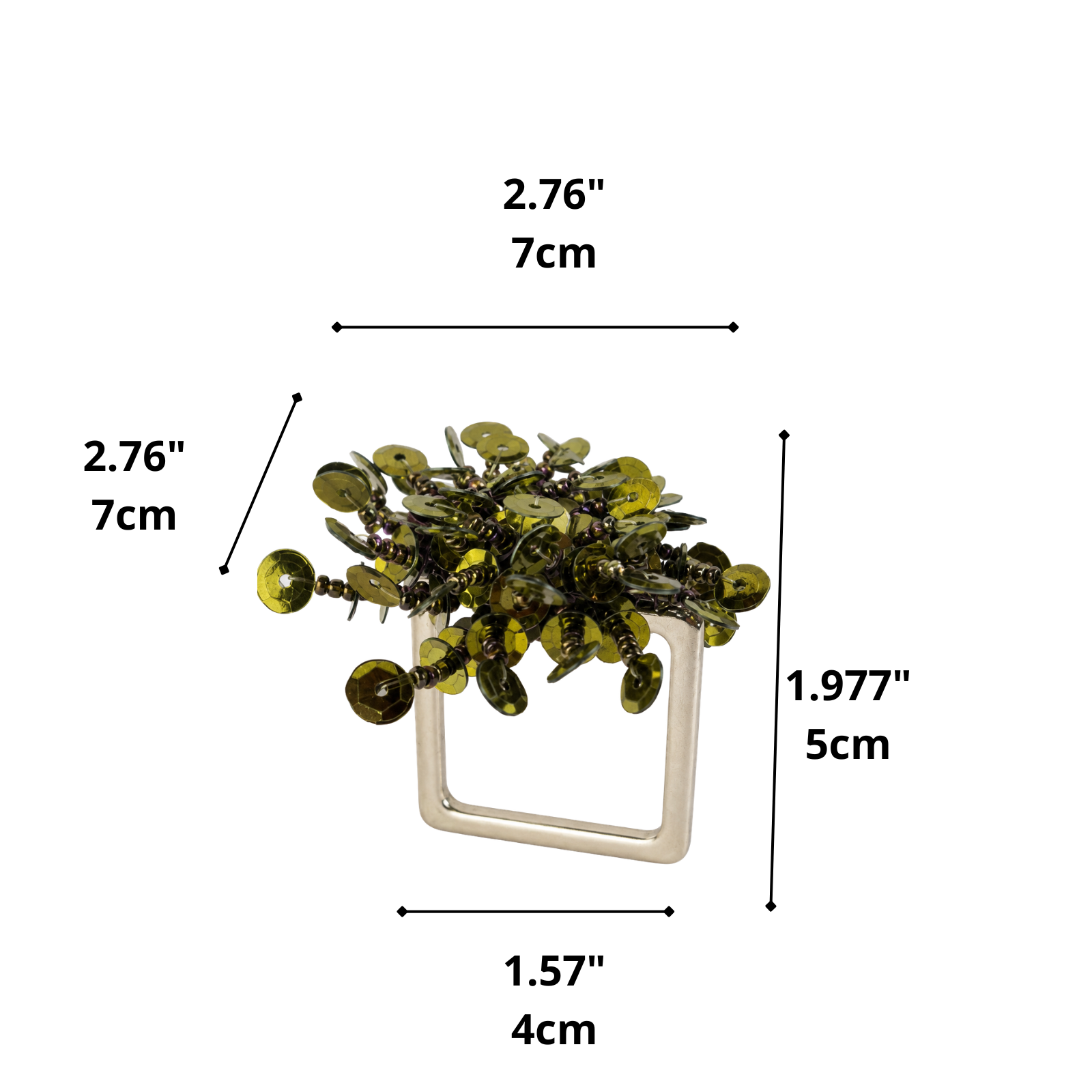 Maison Charlo Set of 2 Green Flower Noir Sequin Napkin Rings