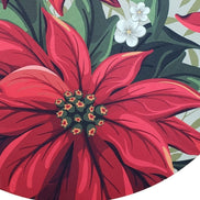 Set of 4 Round Placemats Covers Christmas Big Red Flower Cloth 14