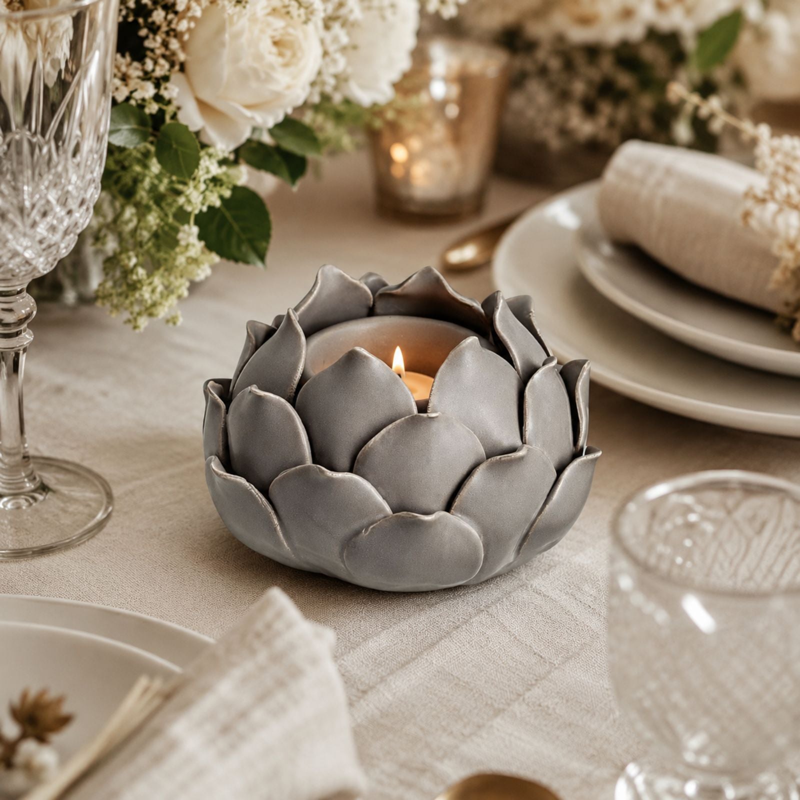 Traditional Romantic Handmade Ceramic Candle Holder