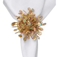 Maison Charlo Set of 2 Nude Flower Noir Sequin Napkin Rings