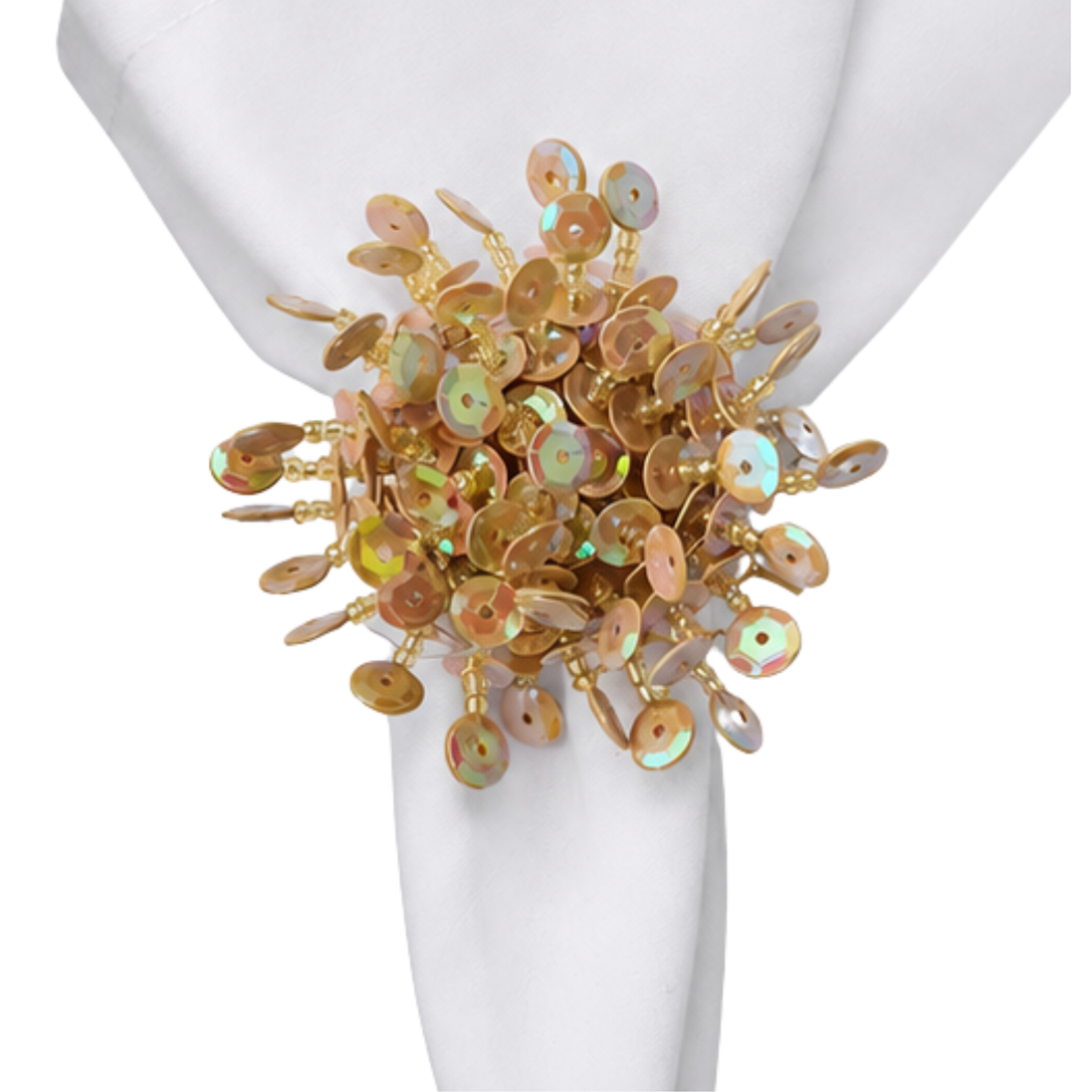 Maison Charlo Set of 2 Nude Flower Noir Sequin Napkin Rings