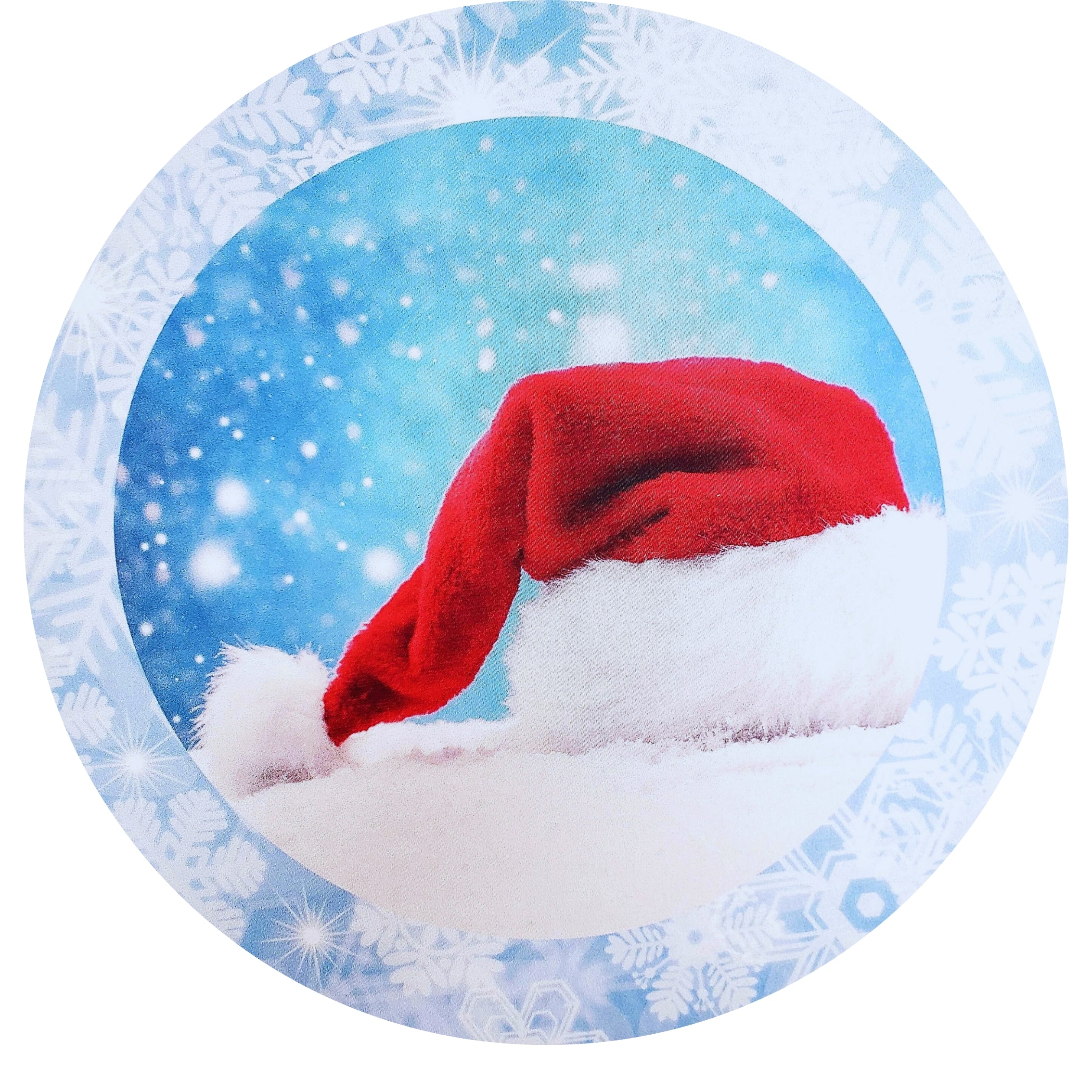 Set of 4 Round Placemats Covers Christmas Santa Cap Cloth 14
