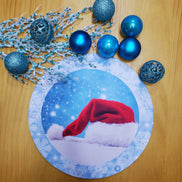 Set of 4 Round Placemats Covers Christmas Santa Cap Cloth 14