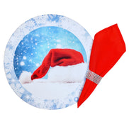 Set of 4 Round Placemats Covers Christmas Santa Cap Cloth 14