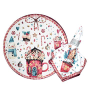 Set of 4 Round Placemats Covers Christmas Candy Cloth 14