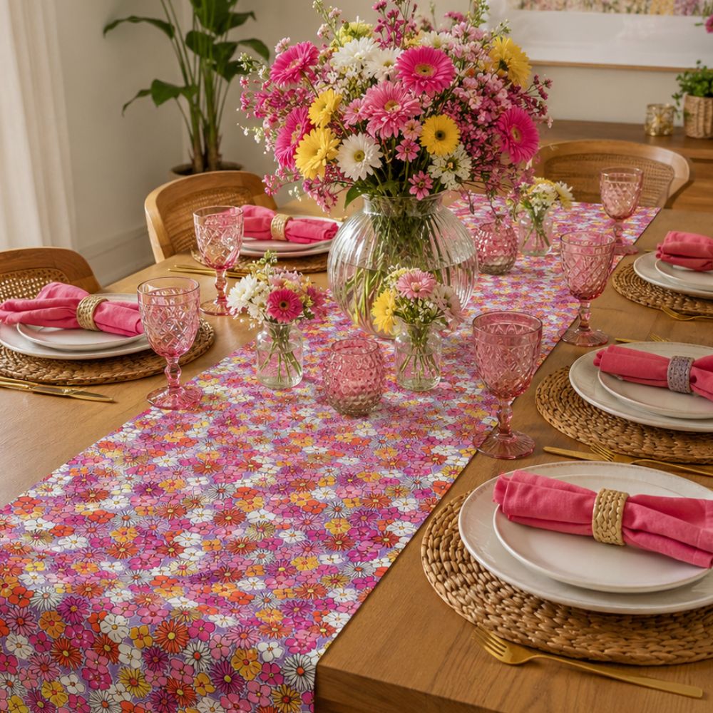 Charlo's Cotton Floral Table Runner by Brunet 18" x 59"