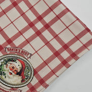 Charlo's Christmas Cloth Napkins Set of 4 Plaid Santa Claus Beige Red 16