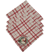 Charlo's Christmas Cloth Napkins Set of 4 Plaid Santa Claus Beige Red 16