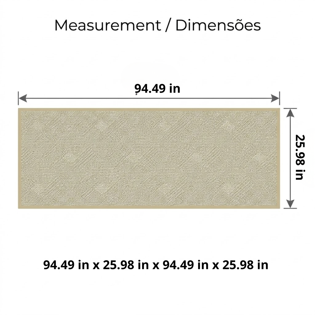 Sisal Lancer Non-Slip Runner Rug 94.49 x 25.98 in