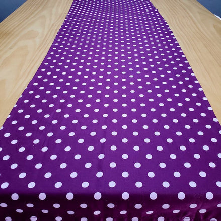 Charlo's Cotton Table Runner Purple White Polka Dot 18" x 59"