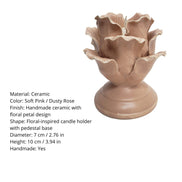 Pink Vintage Romantic Handmade Ceramic Candle Holder 3