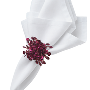 Maison Charlo Set of 2 Pink Flower Noir Sequin Napkin Rings