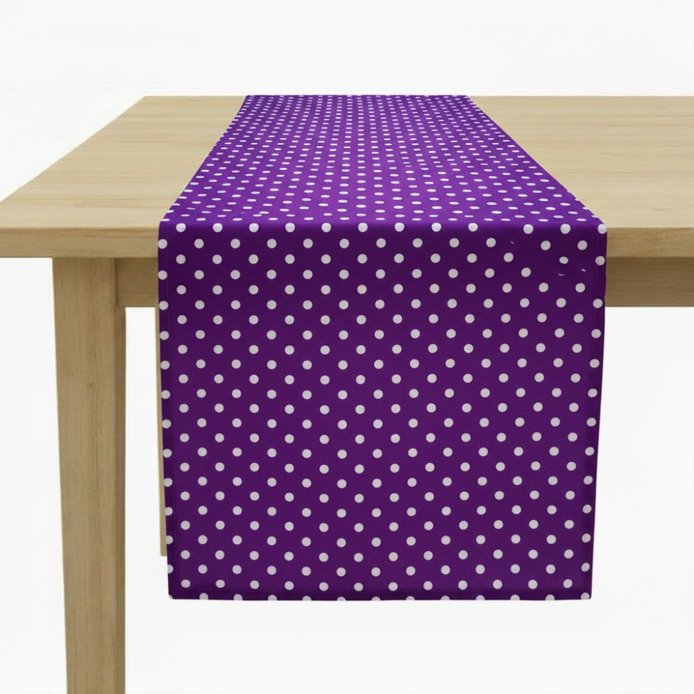 Charlo's Cotton Table Runner Purple White Polka Dot 18