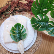 Charlo's Set 8 Green Monstera Leaf Tropical Napkin Rings Ecofriendly Pack for dining table decor