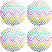Set of 4 Round Placemats Covers 14 Dia inch Chevron Joy Pastel Corlors Chevron