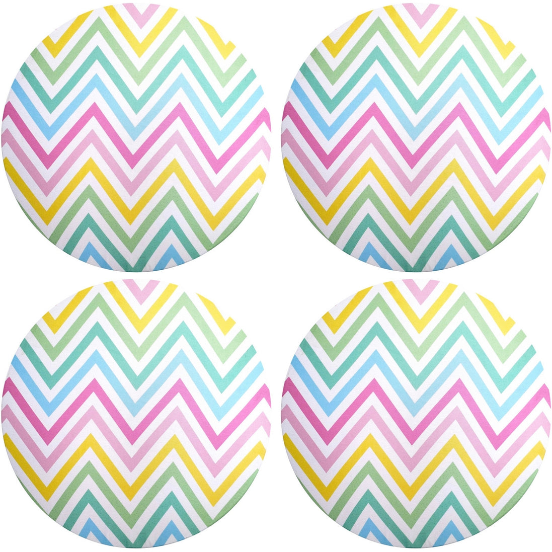 Set of 4 Round Placemats Covers 14 Dia inch Chevron Joy Pastel Corlors Chevron