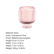 Pink Ribbed Glass Candle Holder – Transparent Decorative Votive