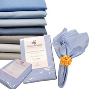 Charlo's Set of 4 Blue 100% Solid Cotton Cloth Napkins 15