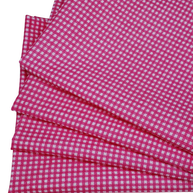 Charlo's Set of 4 Pink 100% Cotton Plaid Cloth Napkins 15" by 15" Washable Reusable