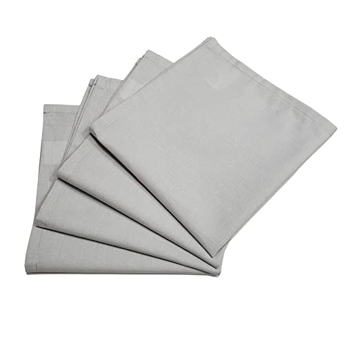 Charlo's Set of 4 Light Grey 100% Cotton Solid Cloth Napkins 15