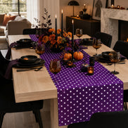 Charlo's Cotton Table Runner Purple White Polka Dot 18