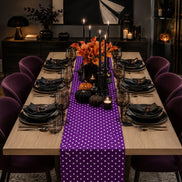 Charlo's Cotton Table Runner Purple White Polka Dot 18