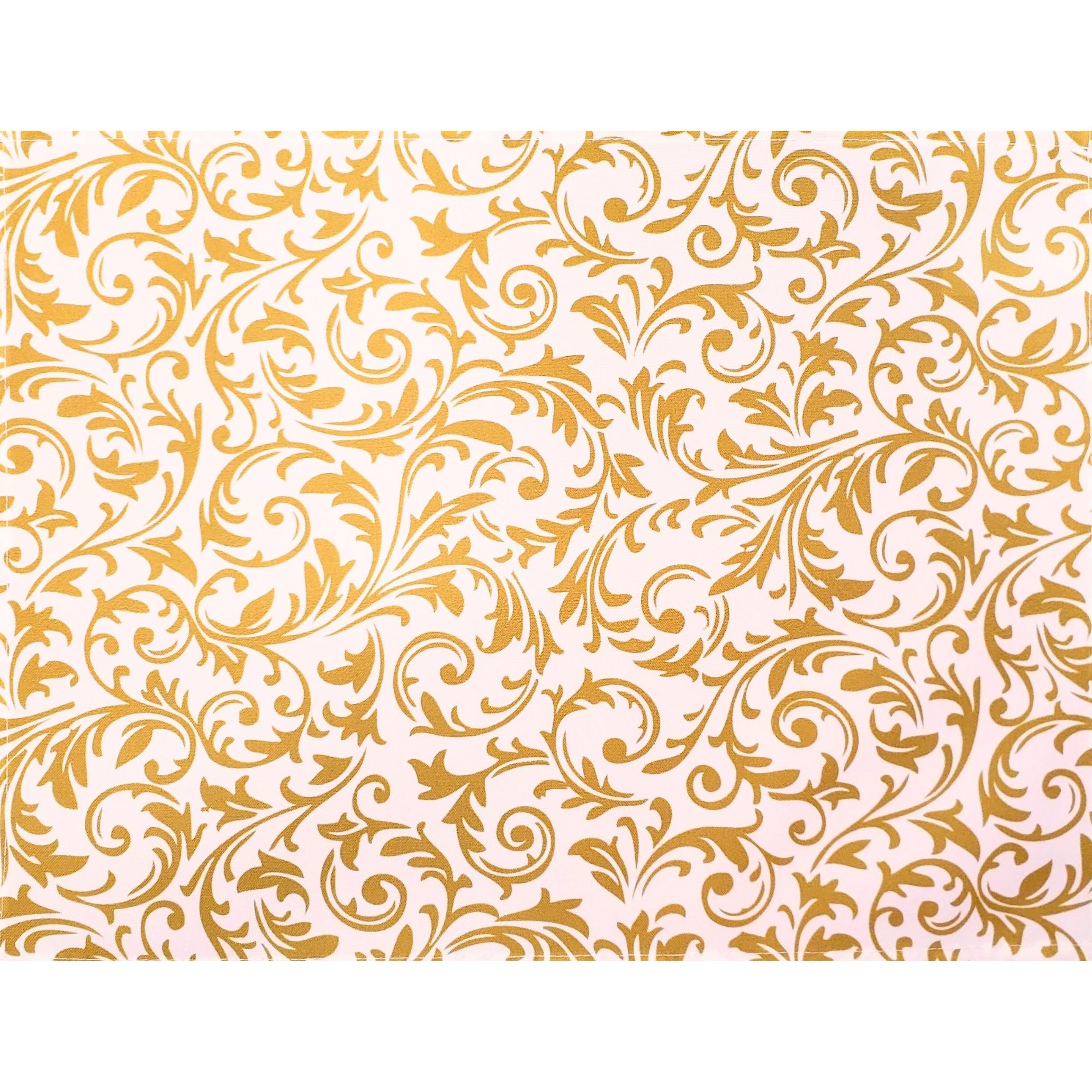Set of 4 Placemats Golden Arabesque Christmas Cloth Waterproof 17