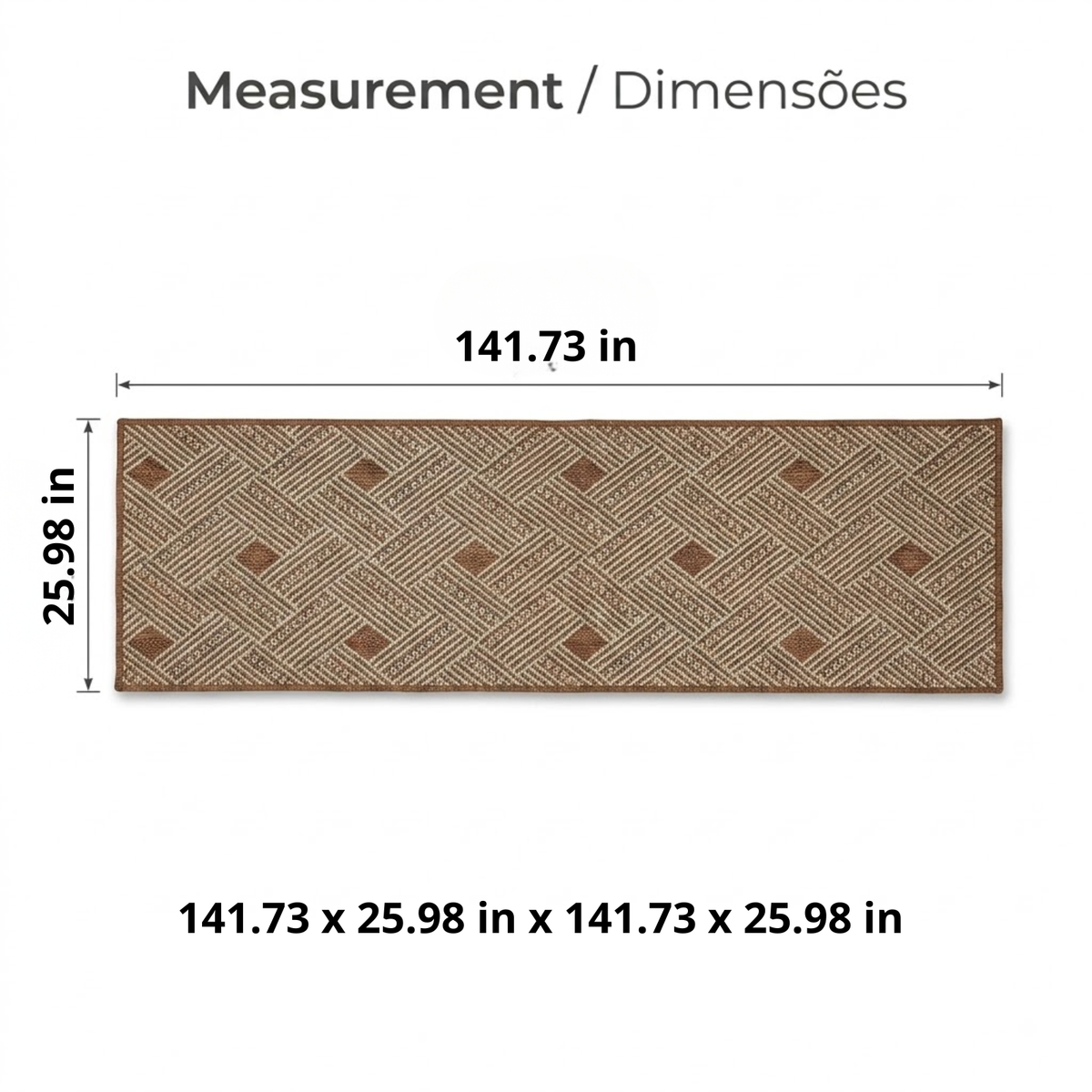 Sisal Lancer Non-Slip Runner Rug 141.73 x 25.98 in
