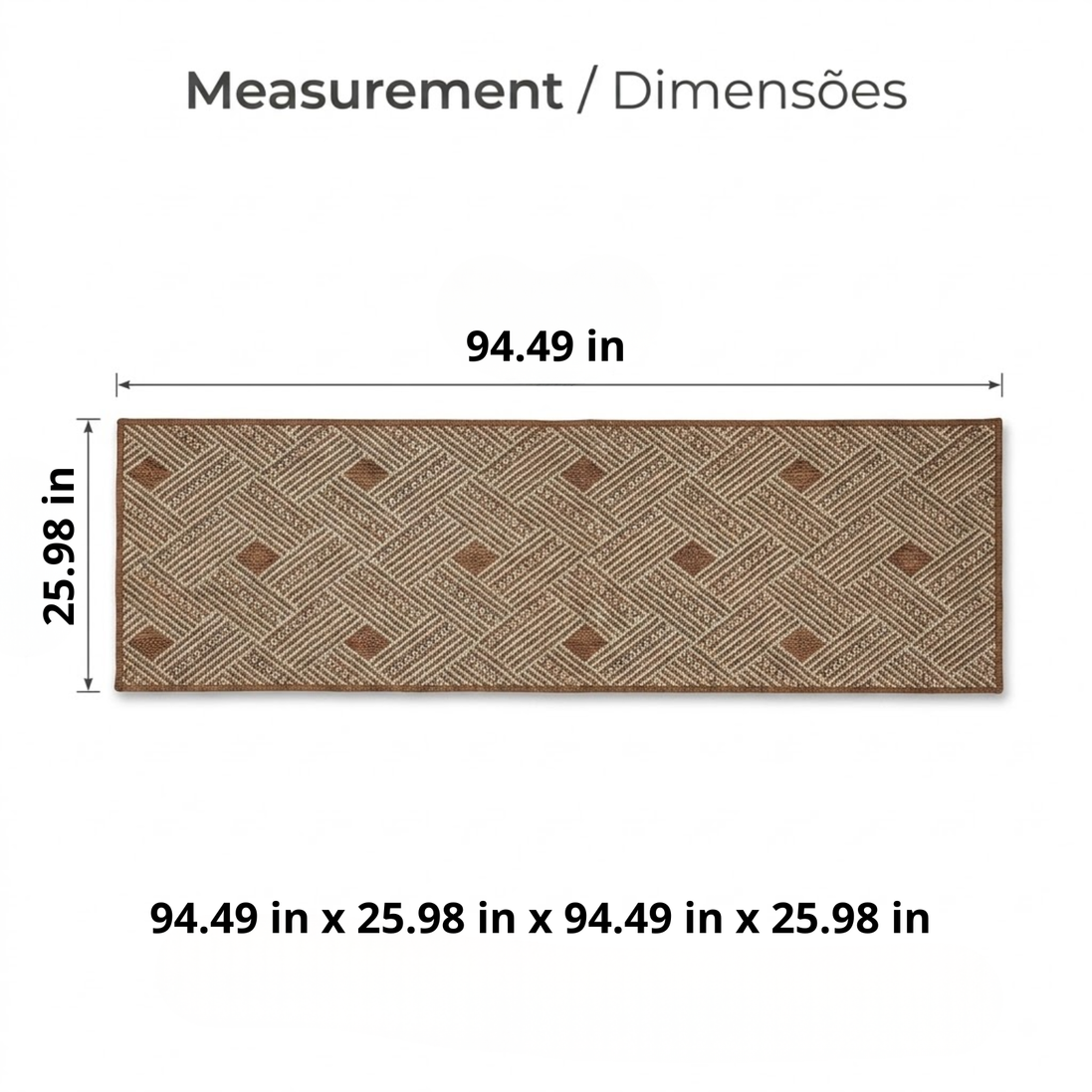 Sisal Lancer Non-Slip Runner Rug 94.49 x 25.98 in