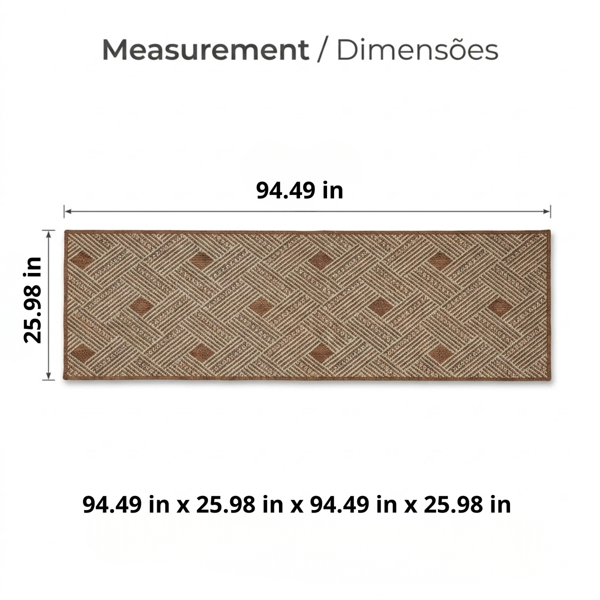 Sisal Lancer Non-Slip Runner Rug 94.49 x 25.98 in
