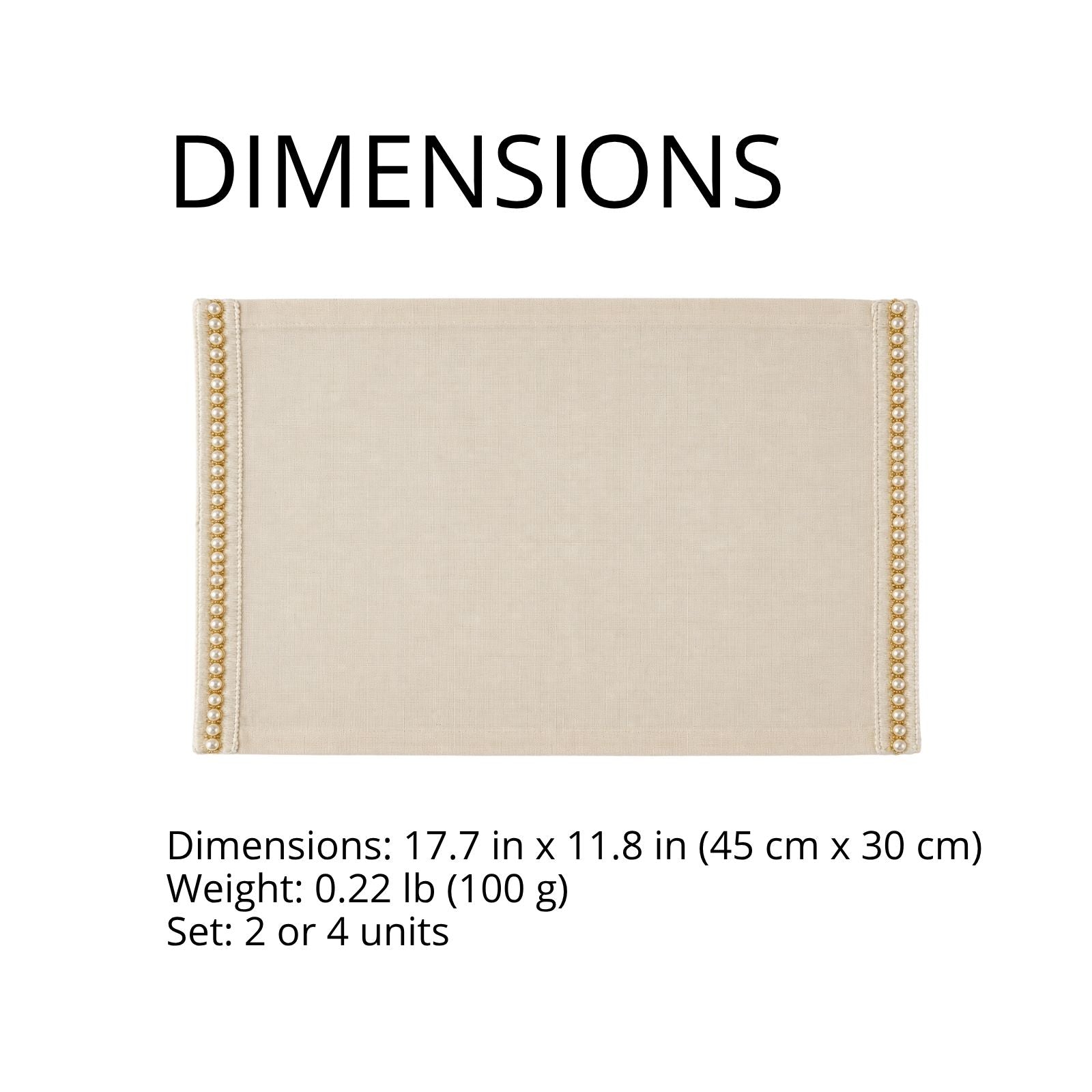 Charlo's Set of 4 Rectangular Placemats Delicate Pearls 18