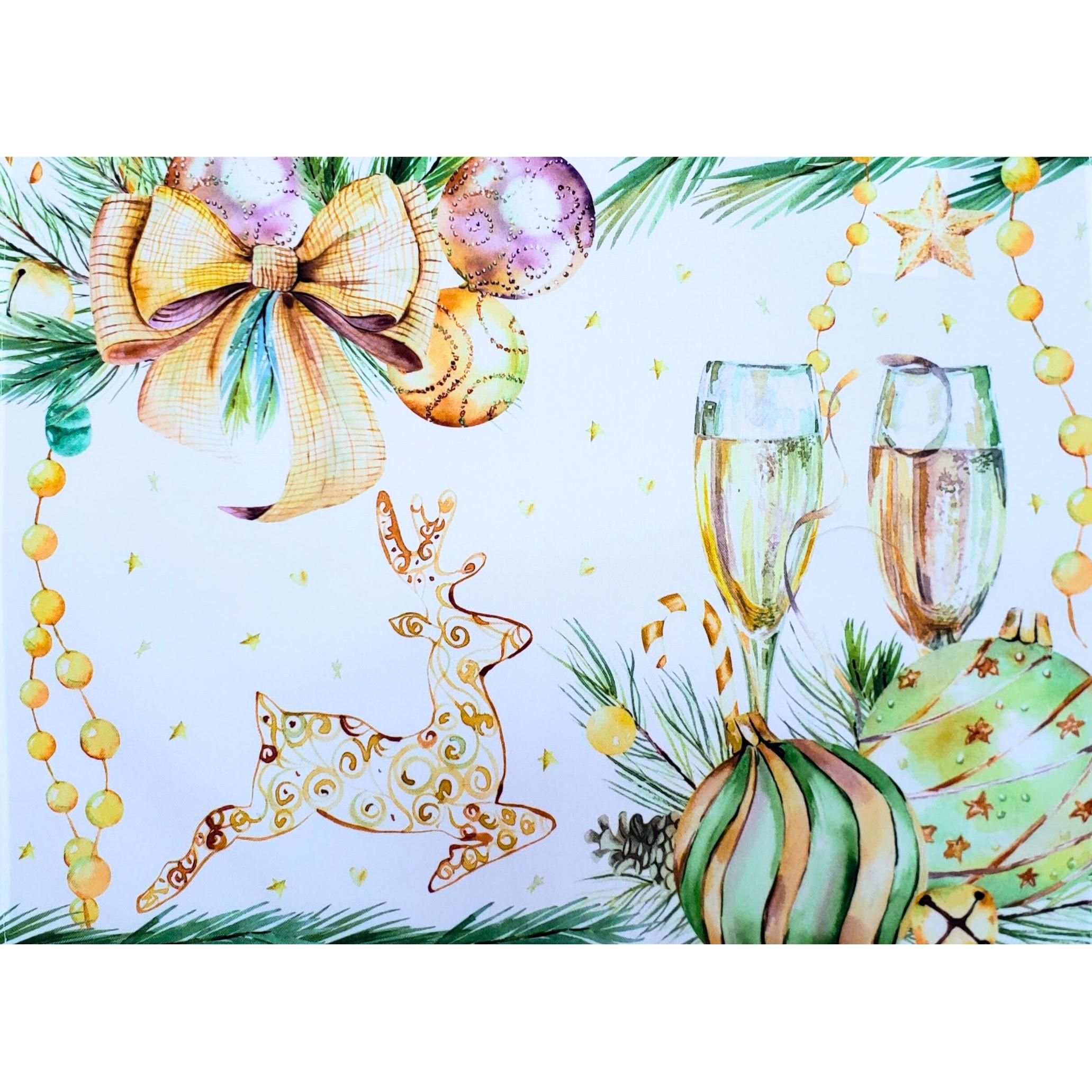 Set of 4 Placemats Christmas Toast Cup Cloth Waterproof 17