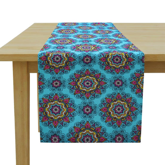 Charlo's Cotton Mandala Table Runner Blue 18" x 59"