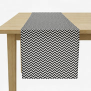 Charlo's Cotton Table Runner Black Grey Chevron  18