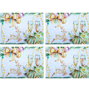 Set of 4 Placemats Christmas Toast Cup Cloth Waterproof 17