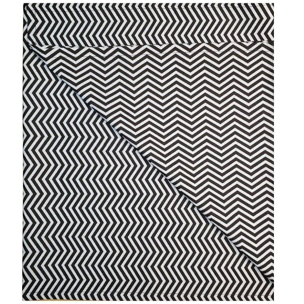 Charlo's Cotton Table Runner Black Grey Chevron  18