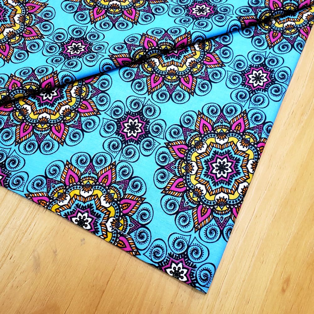 Charlo's Cotton Mandala Table Runner Blue 18